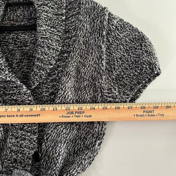 BCBGMaxazria Marled Shawl Cardigan‎ S Short Sleeve Belted Merino Wool Blend - Picture 8 of 8